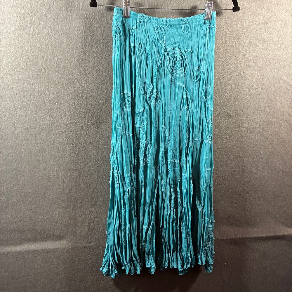 vtg y2k women maxi peasant skirt blue small fairy whimsigoth western festival